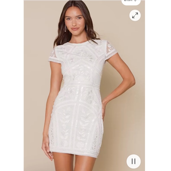 Lulus Spread Your Shine White Sequin Embroidered Mini Dress Women's Size XS - Picture 1 of 15